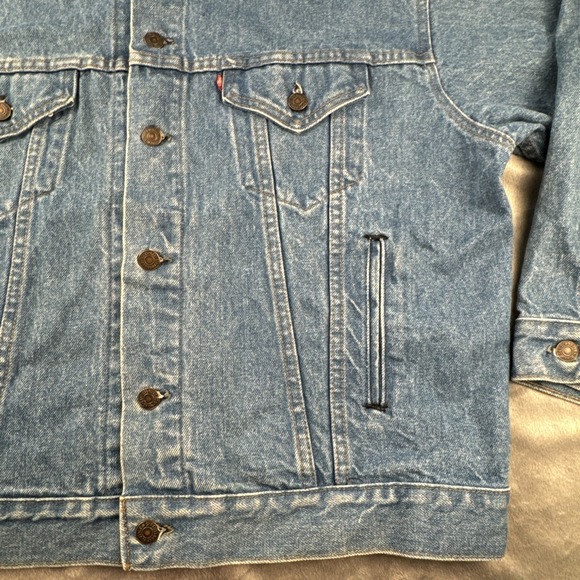 VTG Levi's Strauss & Co 70507‎ Reg Blue Wash Trucker Denim Jacket Mens XL - Picture 7 of 16